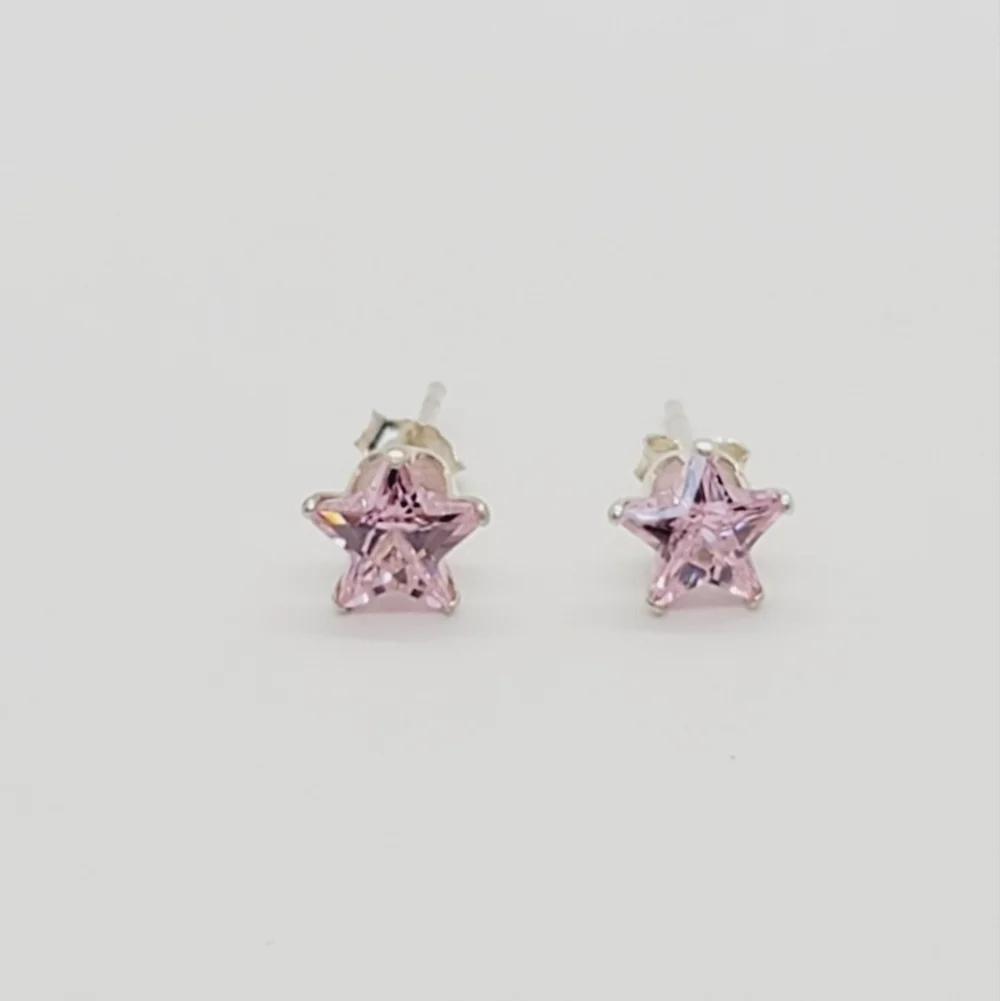 925 Sterling Silver Pink Star Stud earrings